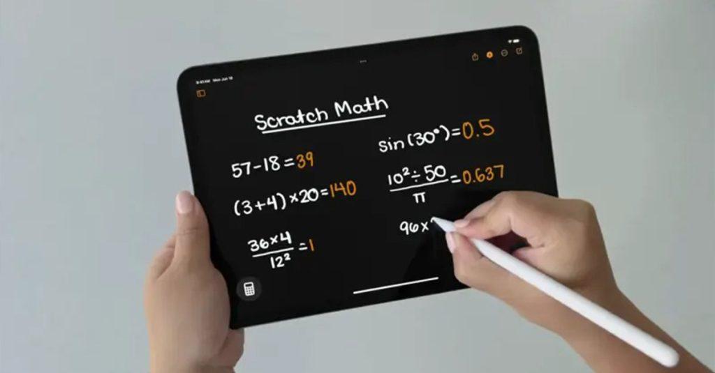 在蘋果iOS 18 加入「Math Notes」數學筆記，手寫數學公式，系統會辨識字跡同時提供解答。