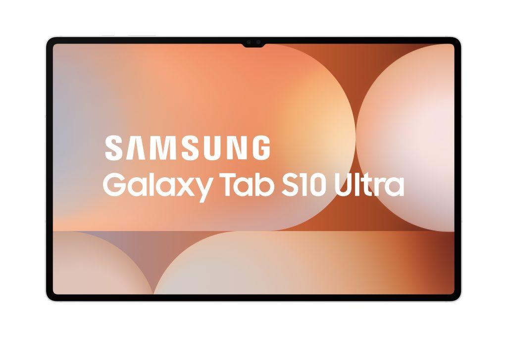 Galaxy Tab S10 Ultra 鉑金銀 正面形象圖。