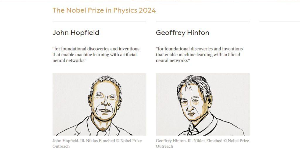 今年物理學諾貝爾獎得主，John Hopfield和Geoffrey Hinton。