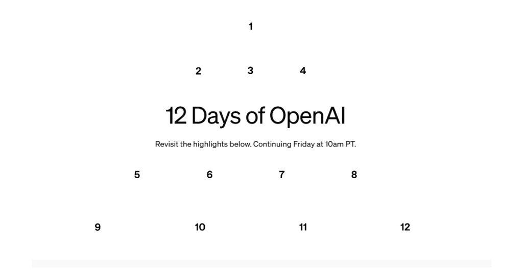 隨著聖誕季到來，OpenAI宣布啟動一個為期 12 天的直播活動。