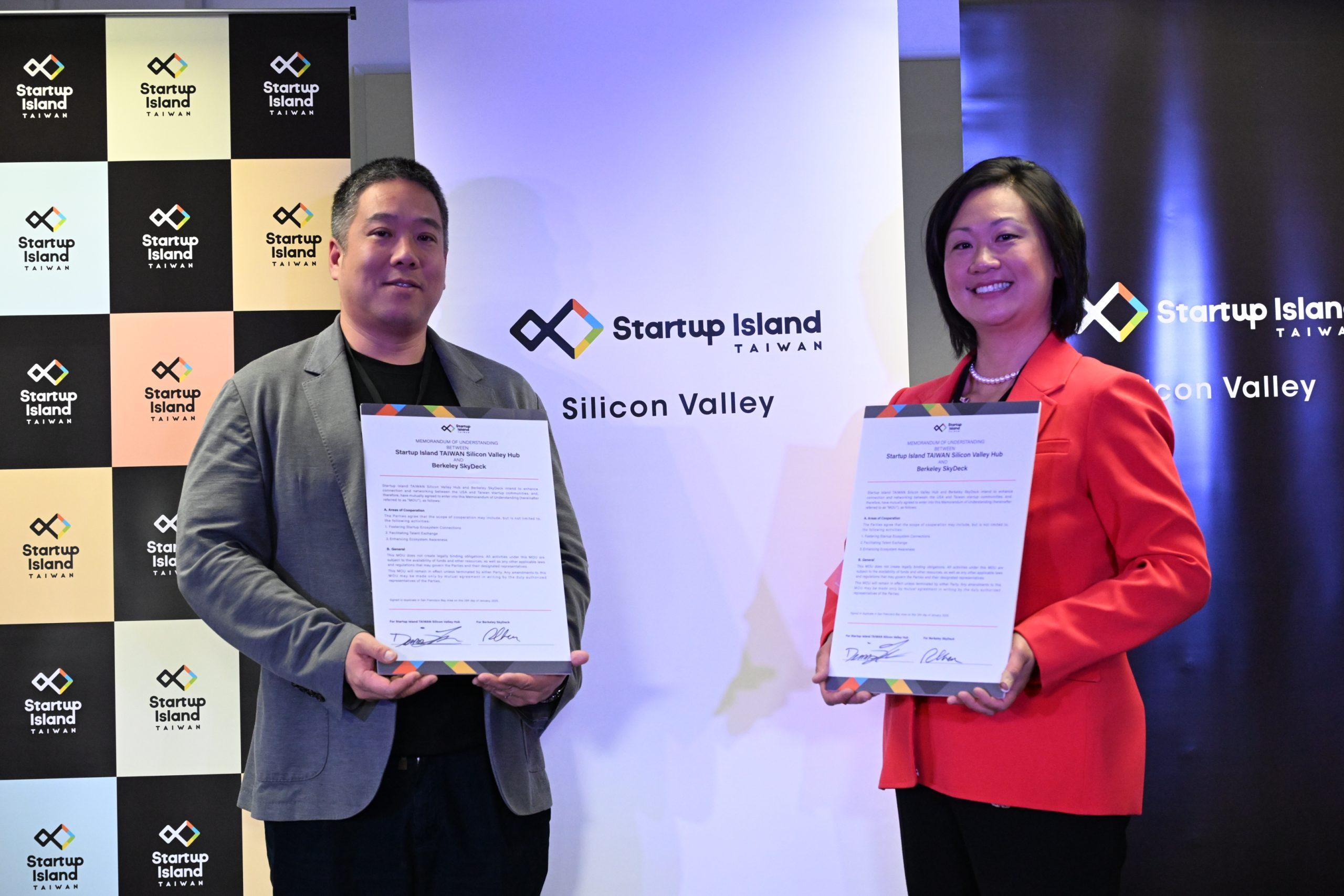 Startup Island TAIWAN SV Hub CEO Dennis Liu與Berkeley SkyDeck總經理Sibyl Chen簽署MOU，期許未來長期合作