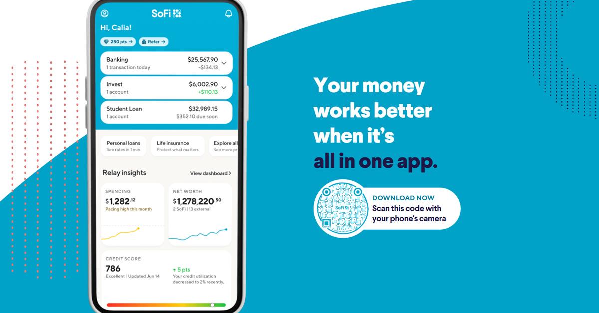 金融科技公司 SoFi 提供貸款、投資、信用卡等等，並開始透過新的機器人諮詢平台，以0.25%費用提供另類投資。